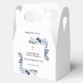 Marine Blue Botanical Moderne bevestiging Bedankdoosjes (Geopend)