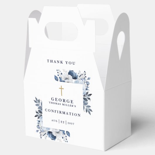 Marine Blue Botanical Moderne bevestiging Bedankdoosjes (Geopend)