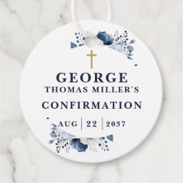 Marine Blue Botanical Moderne bevestiging Bedankjes Labels