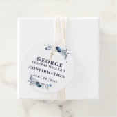 Marine Blue Botanical Moderne bevestiging Bedankjes Labels (In situ)