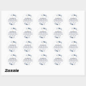 Marine Blue Botanical Moderne bevestiging Ronde Sticker (Vel)