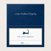 Marine Blue Cape Cod kaart Gold Heart Wedding Zitp (Buitenkant ongevouwen)