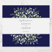 Marine Blue Eucalyptus voor altijd samen Sparkling Wijnetiket (Enkel label)
