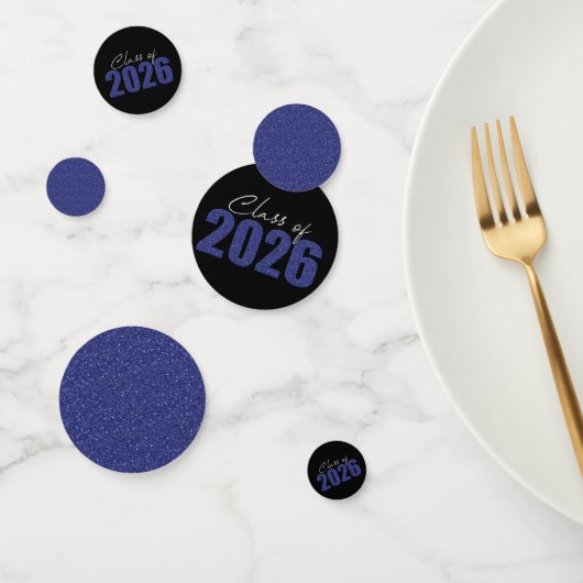 Marine Blue Glitter Klasse van 2026 Confetti (Groep)