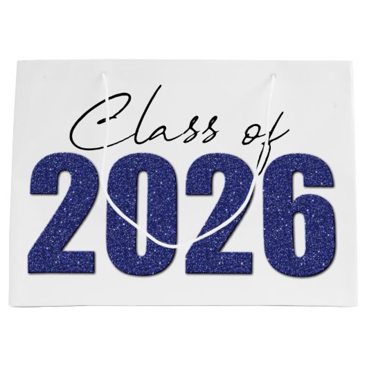 Marine Blue Glitter Klasse van 2026 Groot Cadeauzakje (Voorkant)