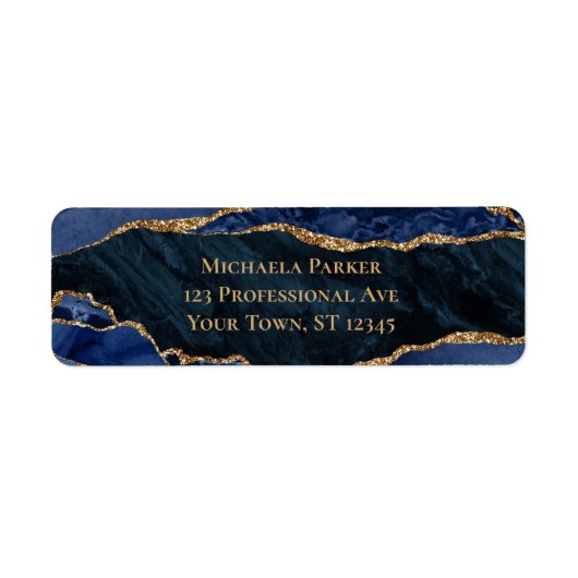 Marine Blue Gold Agaat Professioneel retouradres Etiket (Voorkant)