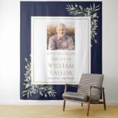 Marine Blue Greenery Foto Begrafenisdienst Wandkleed (In situ)