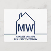 Marine Blue House Vastgoed Bedrijf Marketing Briefkaart (Voorkant)
