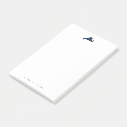 Marine Blue Marthas Vineyard Kaart Monogram Post-it® Notes (Schuin)