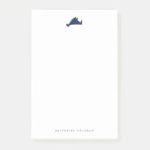 Marine Blue Marthas Vineyard Kaart Monogram Post-it® Notes (Voorkant)