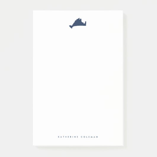 Marine Blue Marthas Vineyard Kaart Monogram Post-it® Notes (Voorkant)