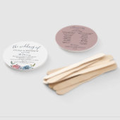 Marine Blue Mauve Botanical Wedding Program Handwaaier (Niet-gemonteerd)