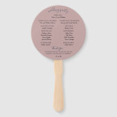 Marine Blue Mauve Botanical Wedding Program Handwaaier (Achterkant)
