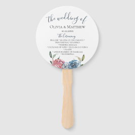 Marine Blue Mauve Botanical Wedding Program Handwaaier