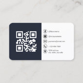 Marine Blue Moderne Foto met QR-code Sociale Media Visitekaartje (Achterkant)
