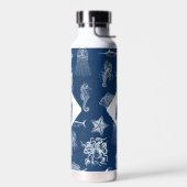 Marine Blue Ocean Marine Dieren Monogram Waterfles (Links)