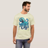Marine Blue Octopus Glow Design T-shirt (Voorkant volledig)