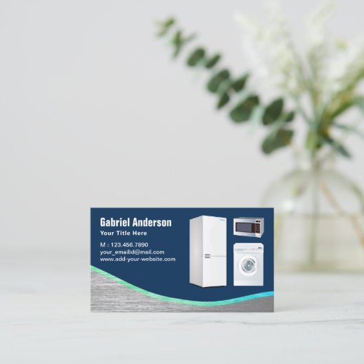 Marine Blue Steel Home Toestellen Reparatie Visitekaartje (Staand voorkant)