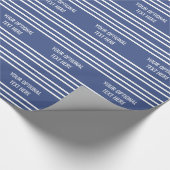Marine Blue Strepen custom inpakpapier (Hoek)
