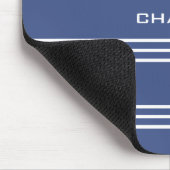 Marine Blue Stripes aangepaste monogram mousepad Muismat (Hoek)
