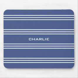 Marine Blue Stripes aangepaste monogram mousepad Muismat