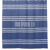 Marine Blue Stripes Custom Text douchergordijn Douchegordijn (Voorkant)
