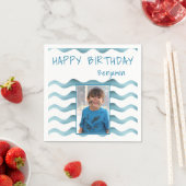Marine Blue Waves Kids Birthday Foto Servet (Insitu)