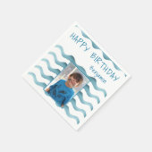 Marine Blue Waves Kids Birthday Foto Servet (Hoek)
