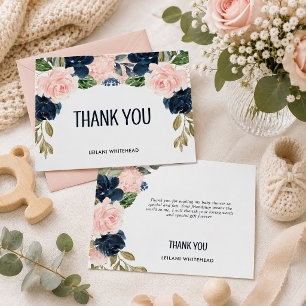 Marine Blush Bloemachtige Baby Shower Bedankt