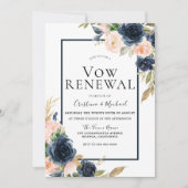 Marine & Blush Bloemrijke Elegante Hernieuwing van Kaart (Voorkant)