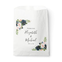 Marine & Blush Roze Bloemen Bruiloft Favor Bag