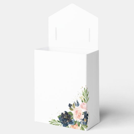 Marine & Blush Roze Bloemen Bruiloft Favor Box Bedankdoosjes (Geopend)