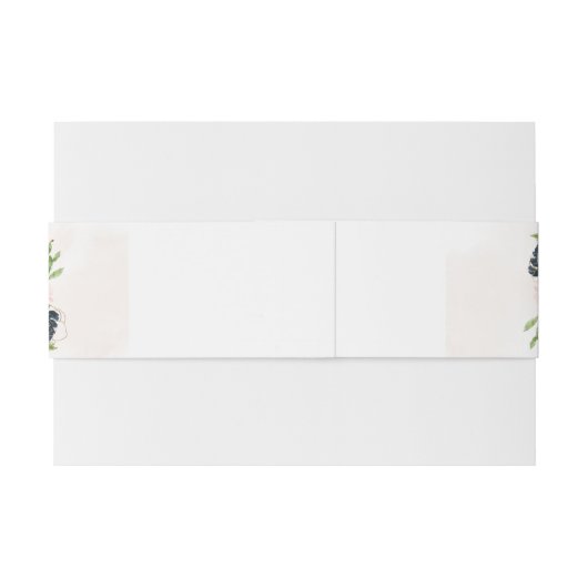 Marine & Blush Roze Bloemen Bruiloft Uitnodigingen Wikkel (Achterkant Voorbeeld)