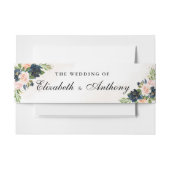 Marine & Blush Roze Bloemen Bruiloft Uitnodigingen Wikkel (Voorkant Voorbeeld)
