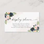 Marine & Blush Roze Bloemen Display Douche Informatiekaartje (Voorkant)