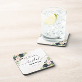 Marine & Blush Roze Bloemen Drank Coaster Bier Onderzetter (Rechterzijde)