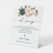 Marine & Blush Roze Bloemen Oh Snap Sign Reclamebord Met Voetstuk (Voorkant)
