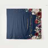 Marine blush roze bordeaux boho bloemenbruiloft wandkleed (Voorkant (horizontaal))