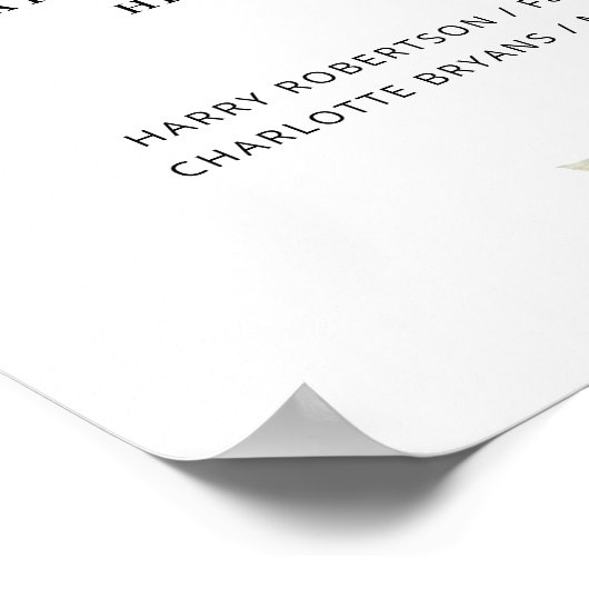 Marine & Blush Roze Bruiloft Memorial teken Poster (Hoek)