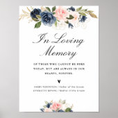 Marine & Blush Roze Bruiloft Memorial teken Poster (Voorkant)