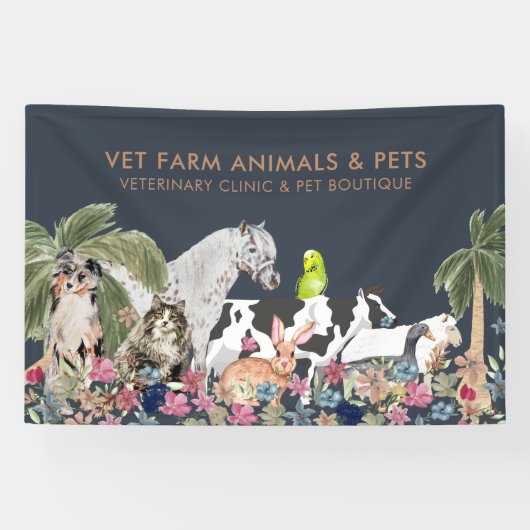 Marine Boerderij Kat Hond Huisdier Spandoek (Horizontaal)
