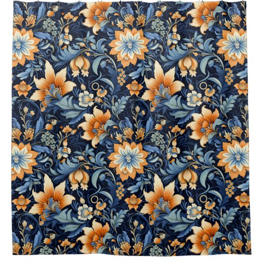 Marine Bohemian Bloemen Douche Gordijn (Voorkant)