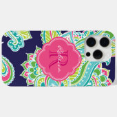 Marine Bohemian Paisley Custom Monogram Case-Mate iPhone Case (Achterkant (horizontaal))
