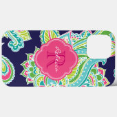 Marine Bohemian Paisley Custom Monogram Case-Mate iPhone Case (Achterkant (horizontaal))