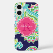Marine Bohemian Paisley Custom Monogram Case-Mate iPhone Case (Achterkant)