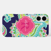 Marine Bohemian Paisley Custom Monogram Case-Mate iPhone Case (Achterkant (horizontaal))