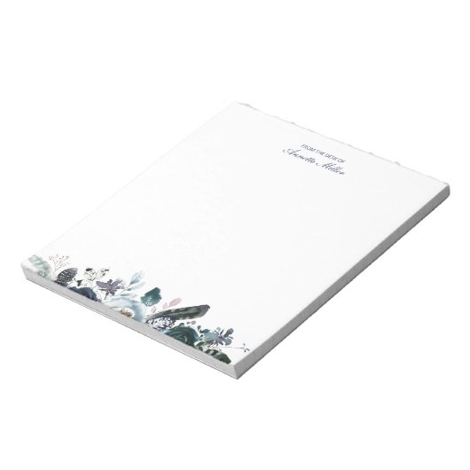 Marine Boho Bloemige Persoonlijke Briefpapier Noti Notitieblok (Linkerzijde)