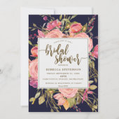 marine boho wilde bloem bruidsfeest uitnodiging (Voorkant)