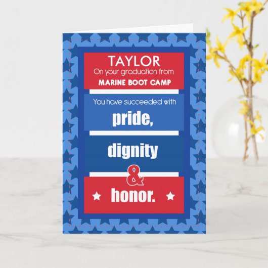 Marine Boot Camp Personalize Name Afstuderen Congr Kaart (Gele Bloem)