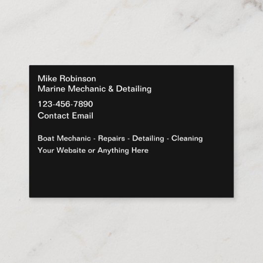 Marine boot monteur en detaillering visitekaartje (Achterkant)